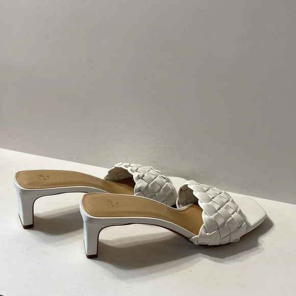 H&M (NEW) White Boho Faux Leather Braided Preppy Slides Kitten Heels Sandals 41 - Picture 7 of 10